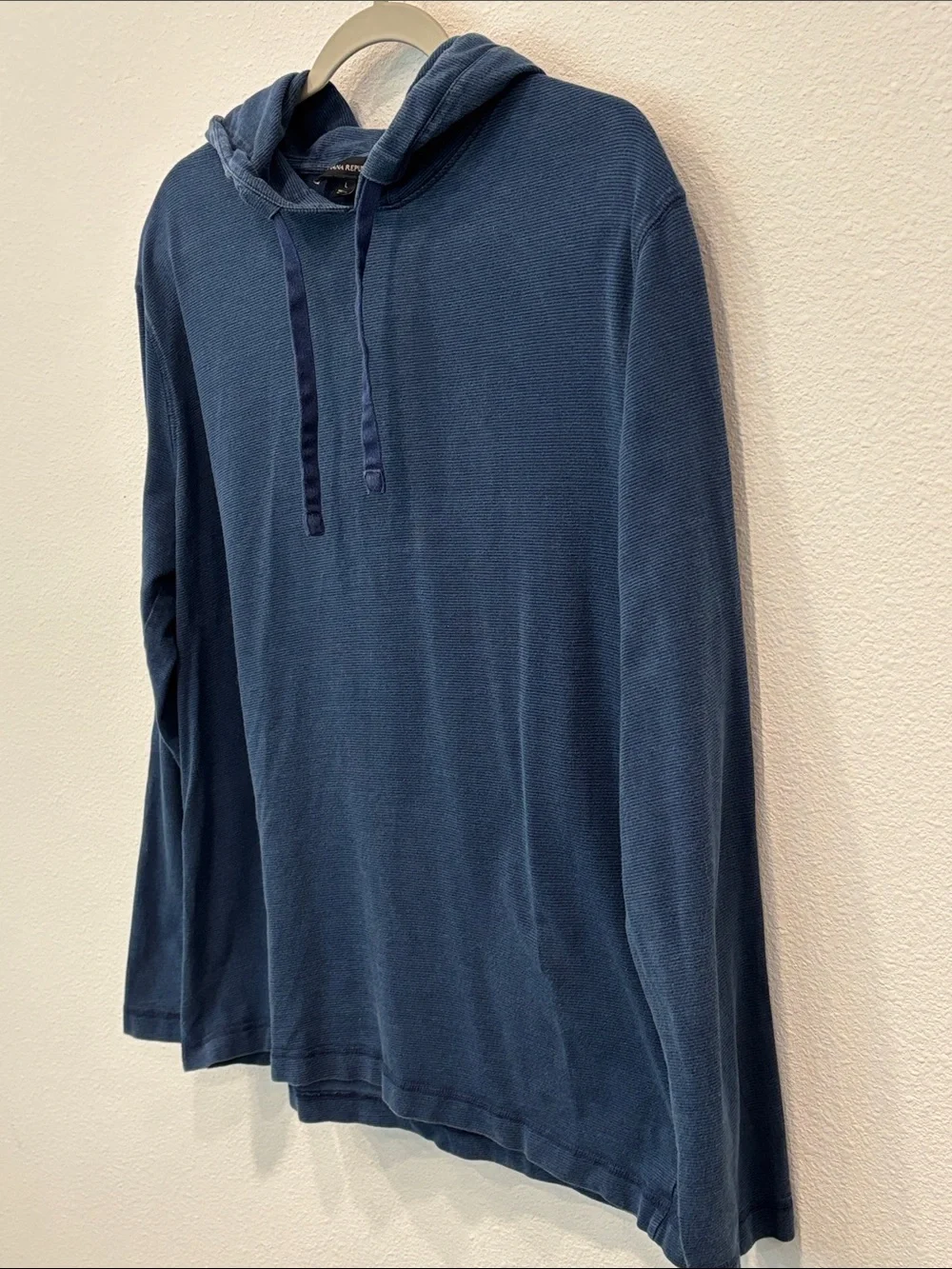 Banana Republic Men's Cotton Navy Blue Hooded Long-Sleeve Pullover Size L